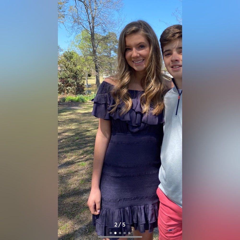DO+BE Navy Ruffle Mini Dress - Picture 2 of 5